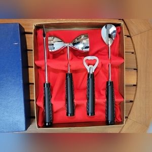 Vintage Swank Retro Mid Century Cocktail‎ Chrome Shetland Bar Ware Set